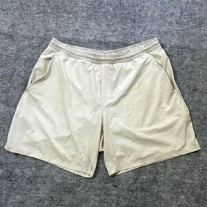 Lululemon‎ Womens Running Shorts Beige Elastic Waist Sz L Athletic Activewear